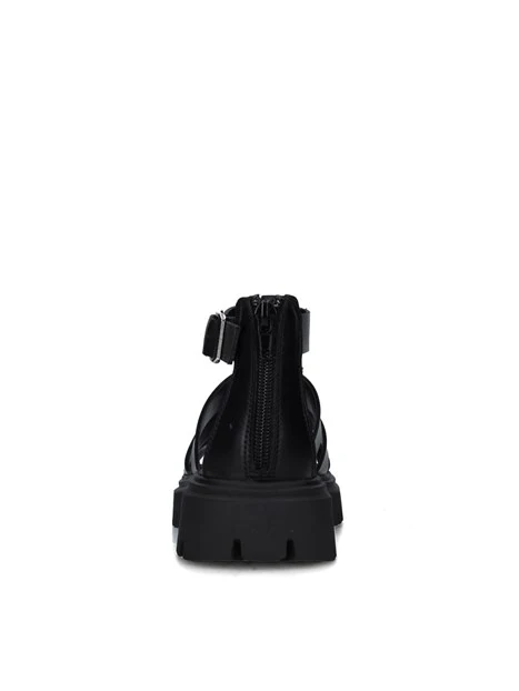 SANDALI TACCO BASSO T-267 DONNA NERO