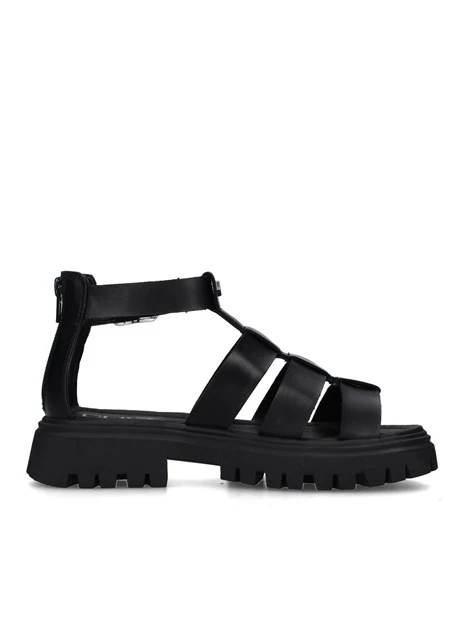 SANDALI TACCO BASSO T-267 DONNA NERO