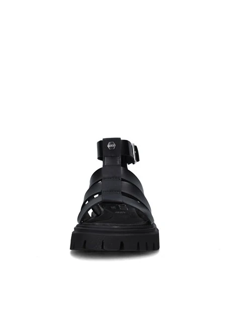 SANDALI TACCO BASSO T-267 DONNA NERO