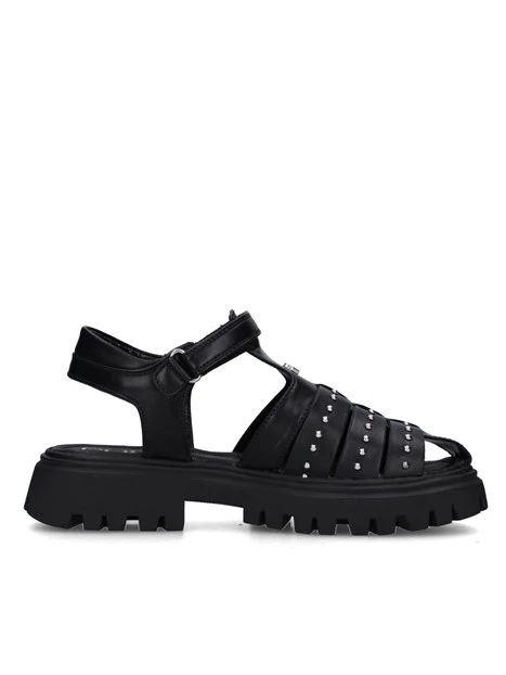 SANDALI TACCO BASSO T-263 DONNA NERO