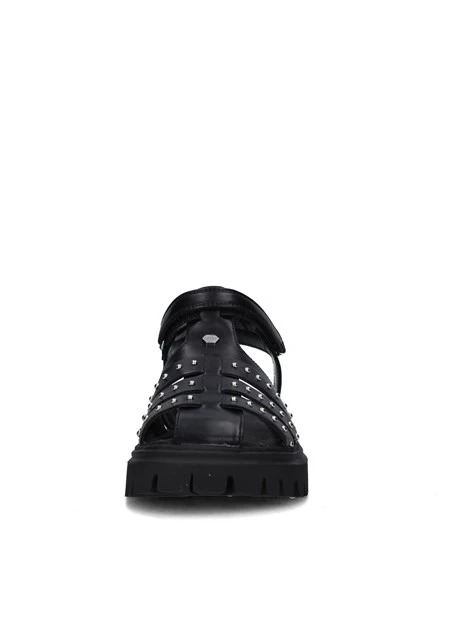 SANDALI TACCO BASSO T-263 DONNA NERO