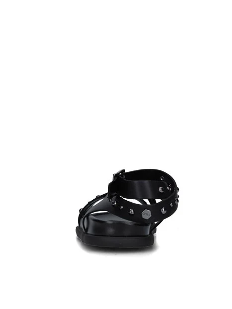 SANDALI TACCO BASSO T-282 DONNA NERO