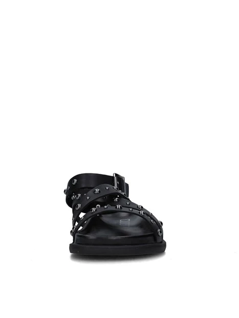 SANDALI TACCO BASSO T-282 DONNA NERO
