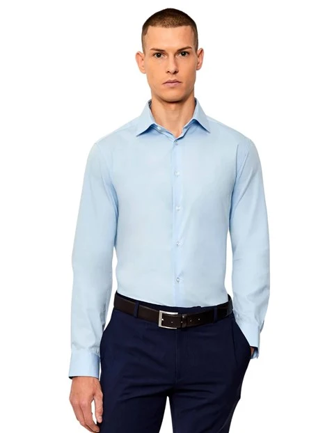 CAMICIA ELEGANTE IN COTONE CON POLSINI REGOLABILI UOMO BLU