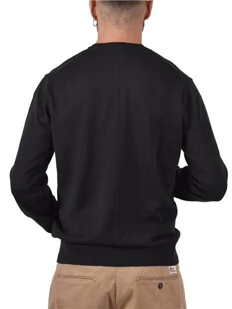MAGLIA GIROCOLLO CON BORDI A COSTINE UOMO NERO