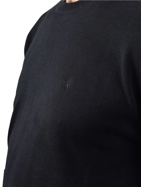 MAGLIA GIROCOLLO CON BORDI A COSTINE UOMO NERO