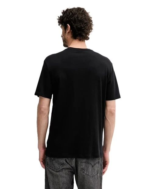T- SHIRT IN MAGLIA FINE ELASTICIZZATA UOMO NERO