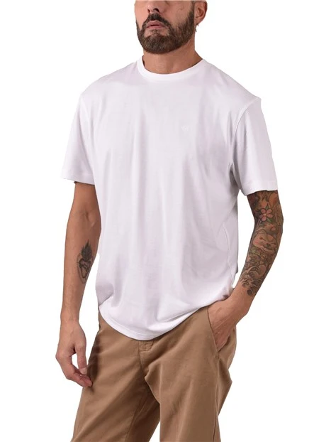 T- SHIRT IN MAGLIA FINE ELASTICIZZATA UOMO BIANCO