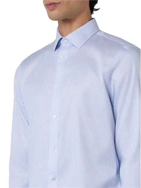 CAMICIA SLIM FIT IN COTONE ELASTICIZZATO UOMO VIOLA