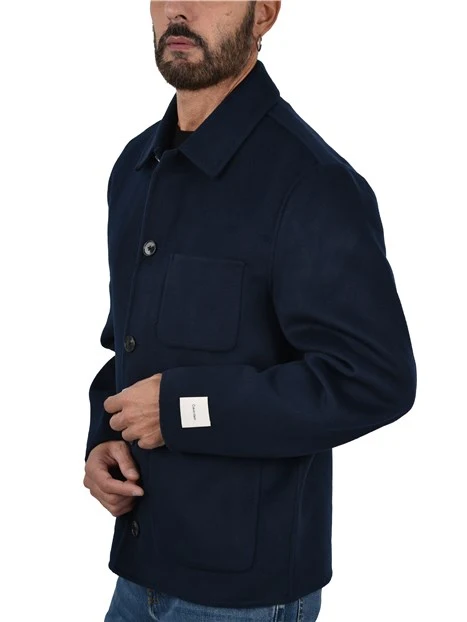CAPPOTTO CORTO CON TASCA FRONTALE  A FILETTO UOMO BLU