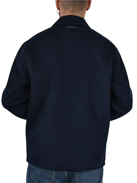CAPPOTTO CORTO CON TASCA FRONTALE  A FILETTO UOMO BLU