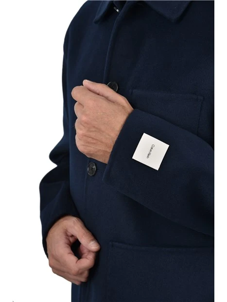CAPPOTTO CORTO CON TASCA FRONTALE  A FILETTO UOMO BLU