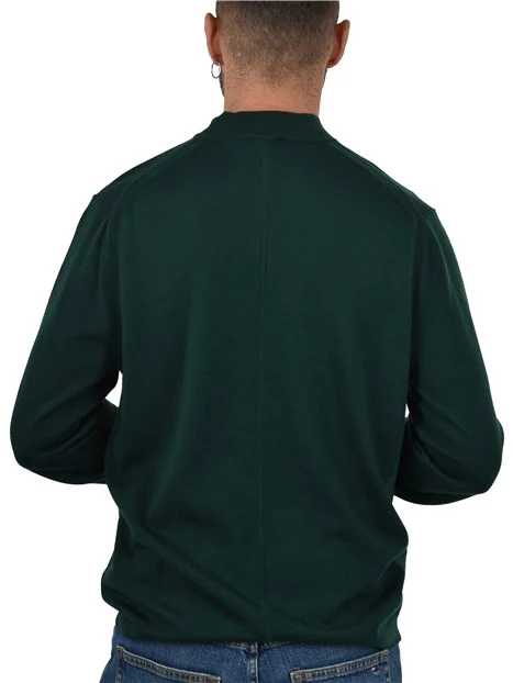 MAGLIA GIROCOLLO IN LANA CON LOGO RICAMATO UOMO VERDE