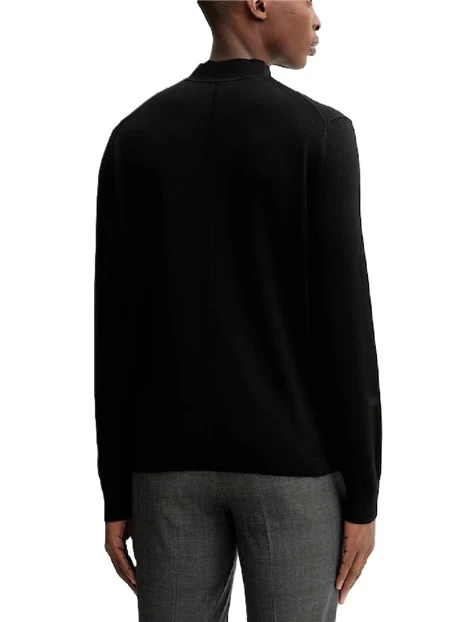 MAGLIA GIROCOLLO IN LANA CON LOGO RICAMATO UOMO NERO