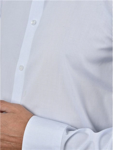 CAMICIA ELEGANTE IN COTONE  CON DETTAGLI GEOMETRICI UOMO BLU