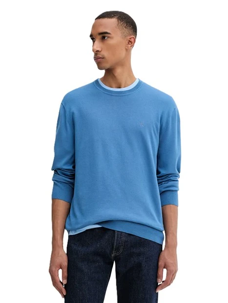 MAGLIA GIROCOLLO IN COTONE UOMO AZZURRO