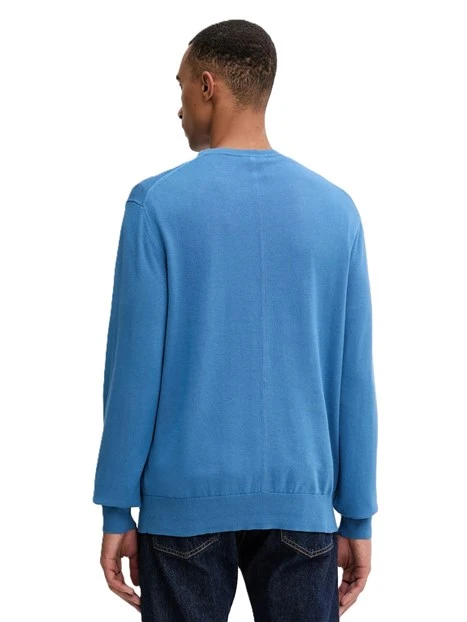 MAGLIA GIROCOLLO IN COTONE UOMO AZZURRO