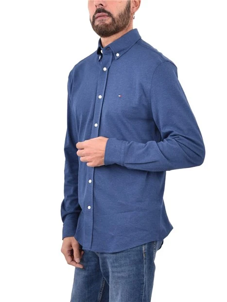 CAMICIA IN COTONE SPAZZOLATO UOMO BLU