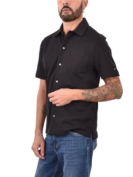 CAMICIA MANICA CORTA IN COTONE UOMO NERO