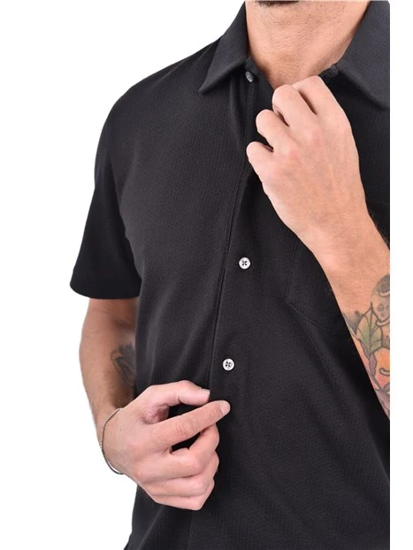 CAMICIA MANICA CORTA IN COTONE UOMO NERO