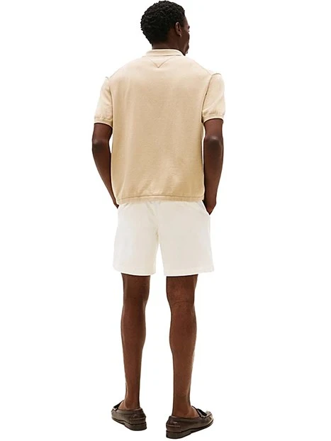 CAMICIA MANICA CORTA CON LOGO RICAMATO SUL PETTO UOMO BEIGE