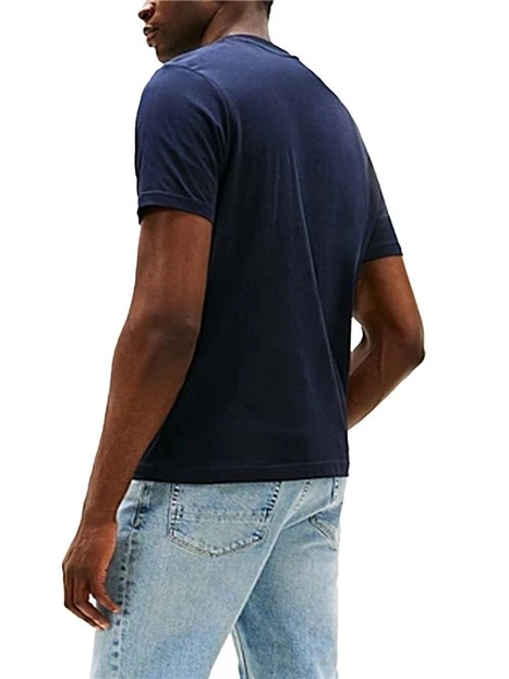 T-SHIRT MANICA CORTA CON LOGO A CONTRASTO CON ORLO SEMPLICE UOMO  BLU