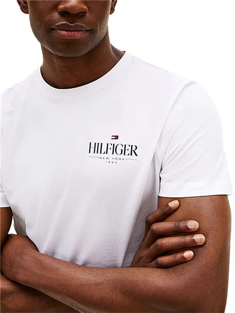T-SHIRT MANICA CORTA CON LOGO A CONTRASTO CON ORLO SEMPLICE UOMO BIANCO