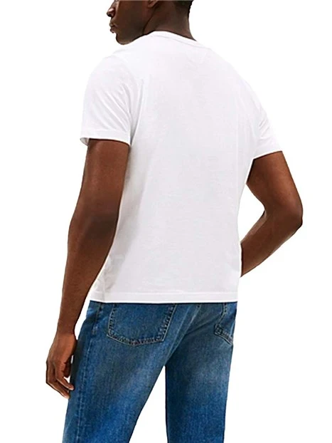 T-SHIRT MANICA CORTA CON LOGO A CONTRASTO CON ORLO SEMPLICE UOMO BIANCO