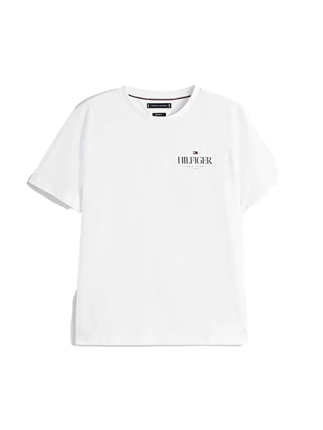 T-SHIRT MANICA CORTA CON LOGO A CONTRASTO CON ORLO SEMPLICE UOMO BIANCO
