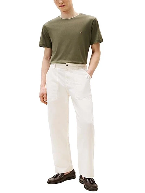 T-SHIRT MANICA CORTA CON BORDATURE A CONTRASTO UOMO VERDE