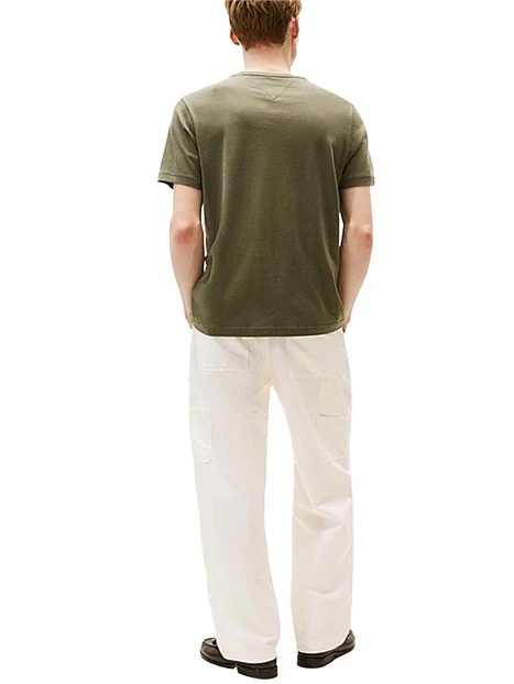 T-SHIRT MANICA CORTA CON BORDATURE A CONTRASTO UOMO VERDE