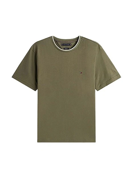 T-SHIRT MANICA CORTA CON BORDATURE A CONTRASTO UOMO VERDE