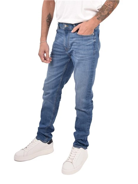 JEANS SLIM FIT CINQUE TASCHE CON ETICHETTA UOMO BLU