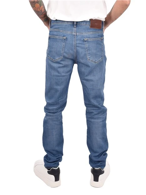 JEANS SLIM FIT CINQUE TASCHE CON ETICHETTA UOMO BLU