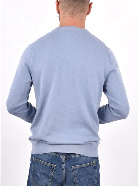MAGLIA GIROCOLLO CON LOGO RICAMATO UOMO AZZURRO