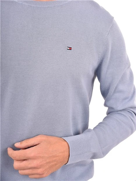 MAGLIA GIROCOLLO CON LOGO RICAMATO UOMO AZZURRO