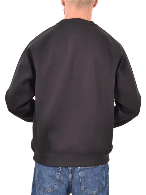 FELPA GIROCOLLO CON LOGO RICAMATO UOMO NERO
