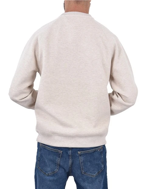 FELPA GIROCOLLO CON LOGO RICAMATO UOMO BEIGE CHIARO