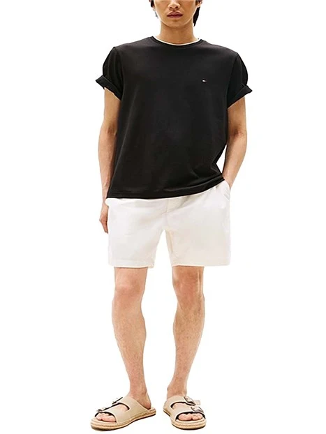 T-SHIRT MANICA CORTA CON BORDATURE A CONTRASTO UOMO NERO