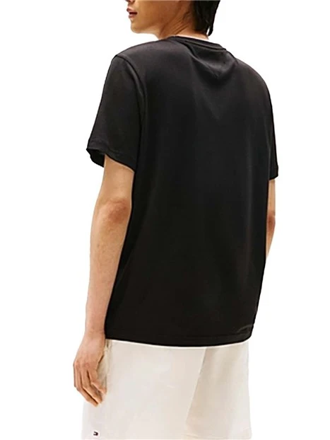 T-SHIRT MANICA CORTA CON BORDATURE A CONTRASTO UOMO NERO