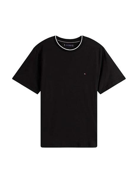 T-SHIRT MANICA CORTA CON BORDATURE A CONTRASTO UOMO NERO