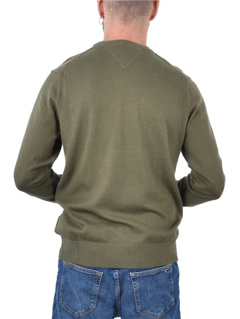 MAGLIA GIROCOLLO CON RICAMO E BORDI A COSTINE UOMO VERDE CHIARO