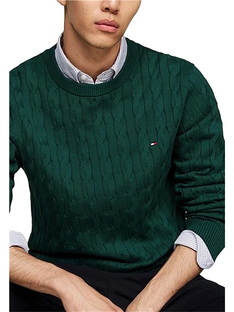 MAGLIA GIROCOLLO CON LAVORAZIONE INTRECCIATA UOMO VERDE