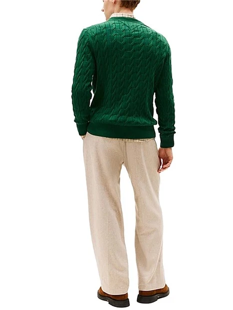 MAGLIA GIROCOLLO CON LAVORAZIONE INTRECCIATA UOMO VERDE