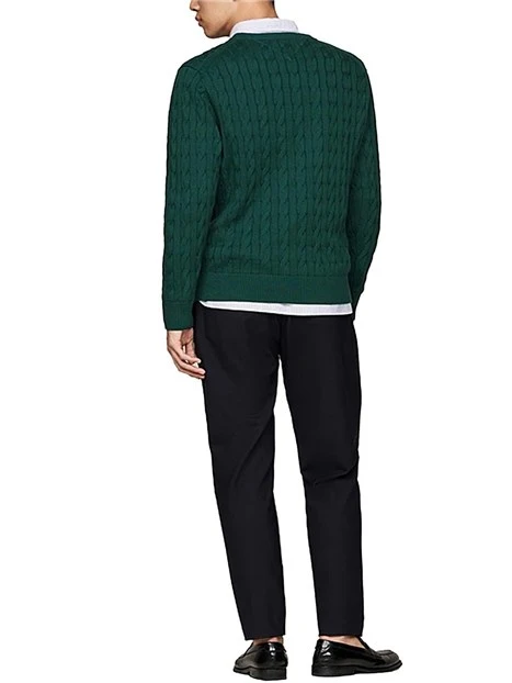 MAGLIA GIROCOLLO CON LAVORAZIONE INTRECCIATA UOMO VERDE