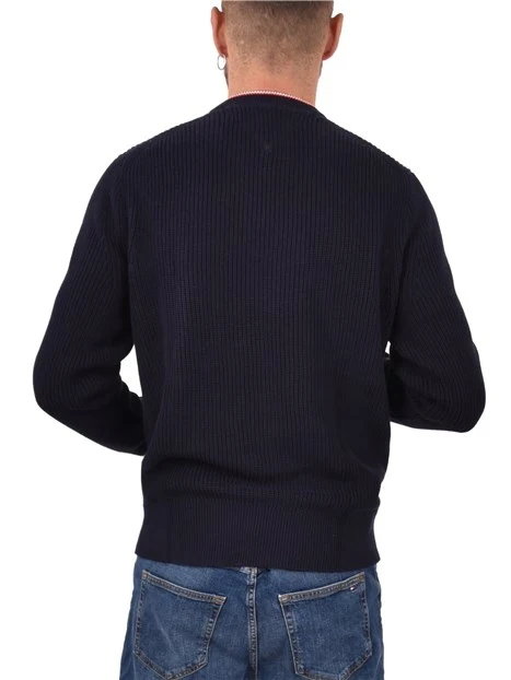 MAGLIA GIROCOLLO IN COTONE A COSTE UOMO BLU