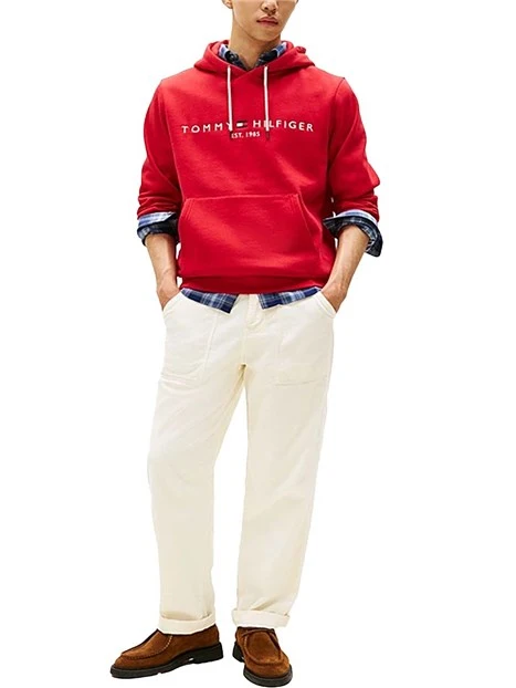 FELPA CON CAPPUCCIO CON COULISSE REGOLABILE UOMO ROSSO
