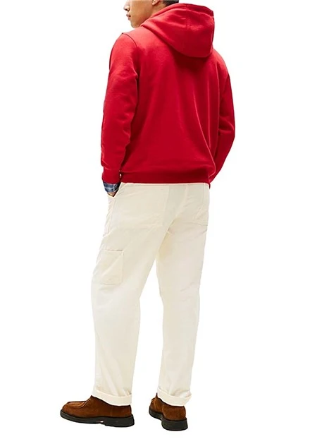 FELPA CON CAPPUCCIO CON COULISSE REGOLABILE UOMO ROSSO