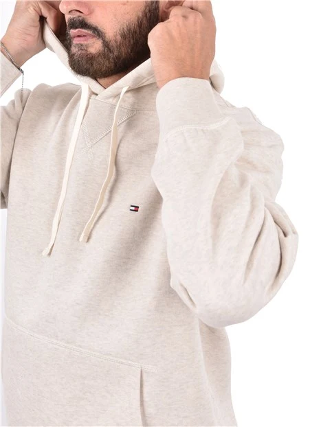 FELPA CON CAPPUCCIO IN COTONE UOMO BEIGE CHIARO