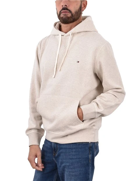 FELPA CON CAPPUCCIO IN COTONE UOMO BEIGE CHIARO